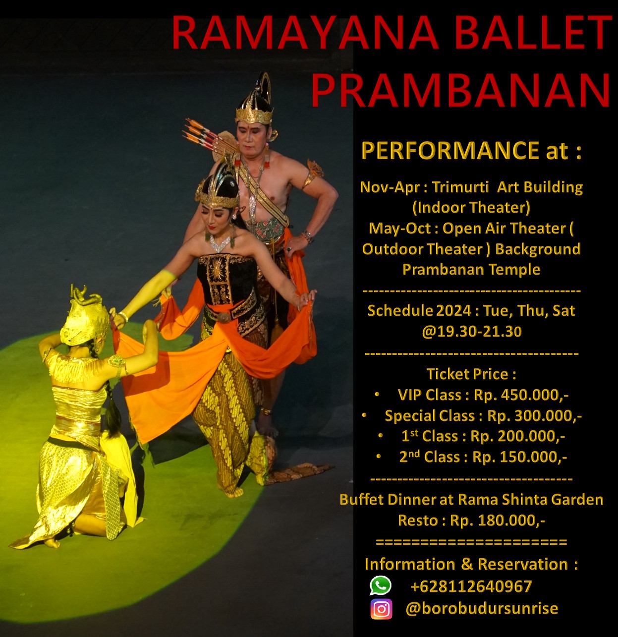Jadwal dan Harga Ramayana Ballet Prambanan