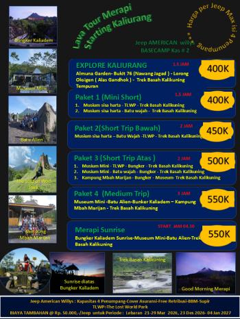 Harga Sewa Jeep Lava Tour Merapi di Kaliurang