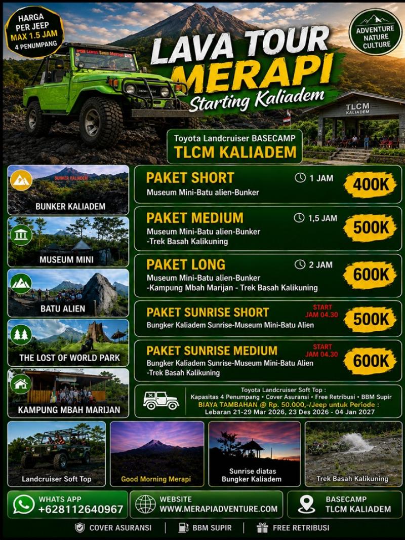 LAVA TOUR MERAPI TOYOTA LANDCRUISER BASECAMP KALIADEM