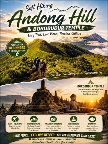 One Day Private Mount Andong Soft Trekking Tour Via Sawit Magelang Combine Borobudur Temple