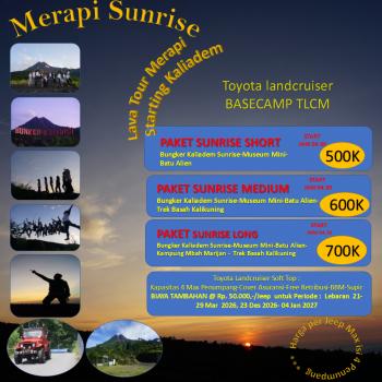 Sunrise Merapi Eksklusif dengan Toyota Land Cruiser Terbuka  – Start Basecamp Kaliadem