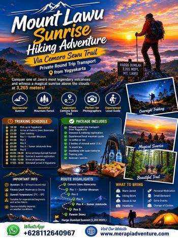 One Day Private Mount Lawu Trekking Tour via Cemoro Sewu Tawangmangu