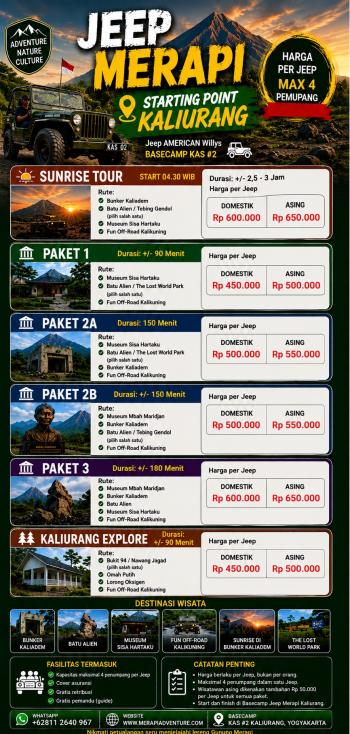Harga Sewa Jeep Lava Tour Merapi di Kaliurang